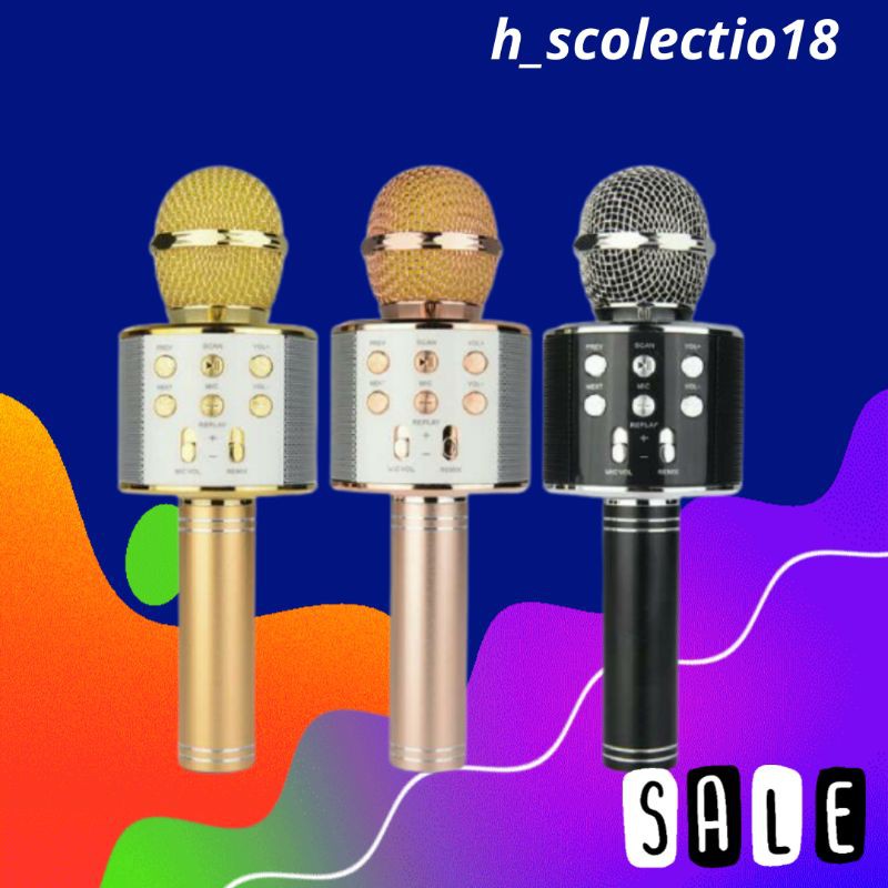 Mic Bluethoot Karaoke Ws858 Wirelles Flexible Big Sound premium Karaoke  Wireless Microphone