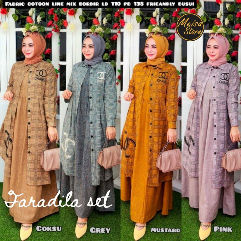 FARADILA SET fabric cotton linen mix bordir