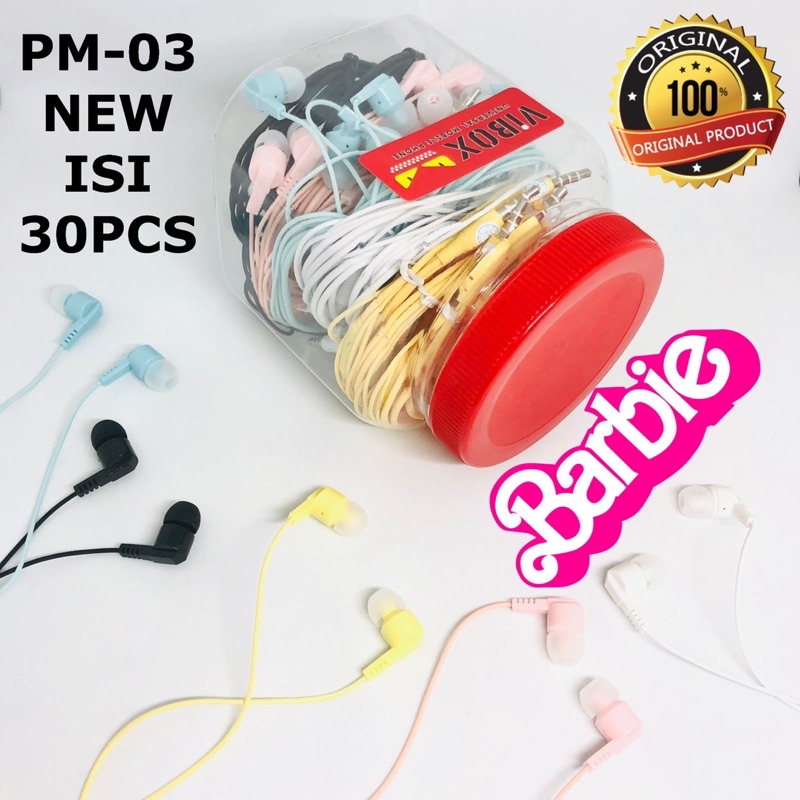 GROSIR~1TOPLES ISI 30PCS HANDSFREE VIBOX PM03 NEW MAKARON COLOUR SOFT CANDY