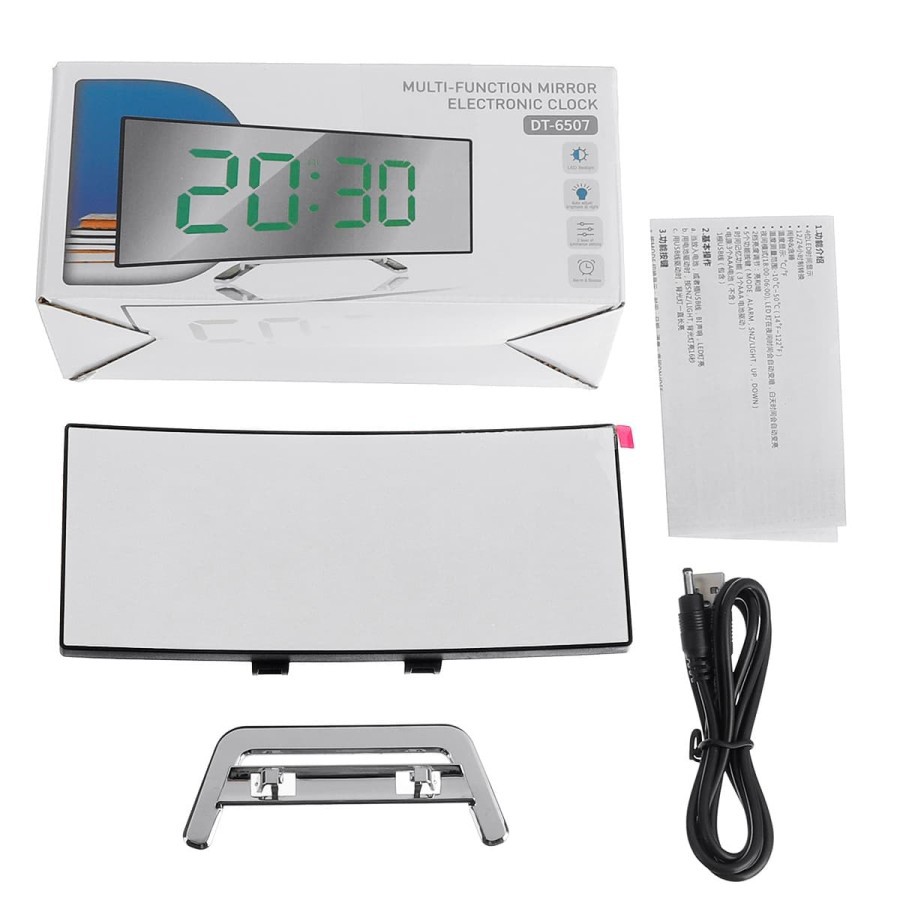 Jam Meja Digital Led Weker Alarm Clock Mirror DS-6507 Green