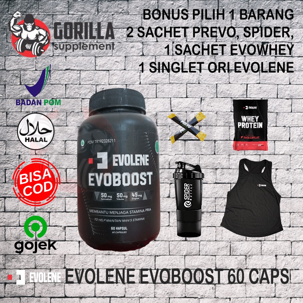 Evolene EVOBOOST 60 Caps Kapsul Evo Boost Testoterone Booster Testobooster BPOM HALAL MUI