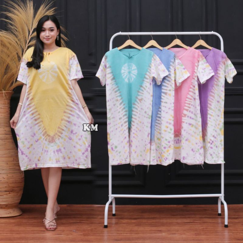 Daster Kaos Pelangi Polka Tiedye Bumil Adem Batik Pekalongan Termurah