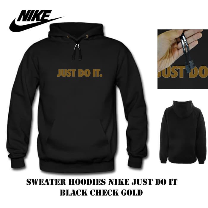Sweater hoodie nike just do it black check gold grosir jaket