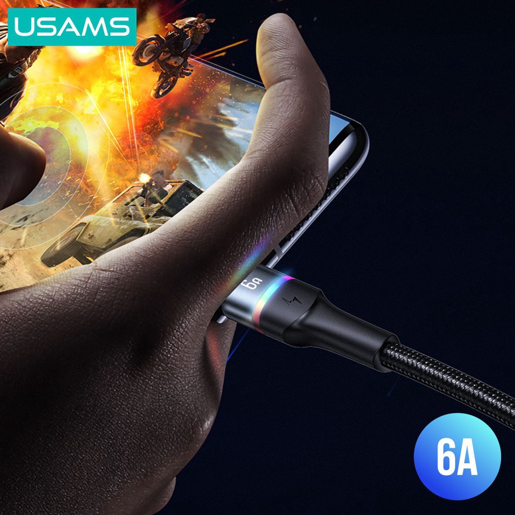 USAMS U76 Kabel Data Fast Charging USB to Type C 6A