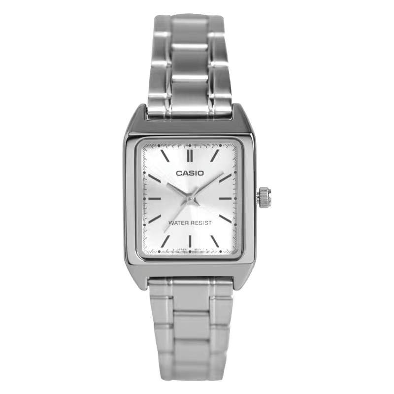 Jam Tangan Wanita terbaru Stainless Steel Strap CASI0 Silver V007,  FREE BOX DAN BATRAI, COD