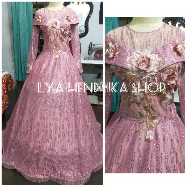 Gaun pengantin full candy baby pink