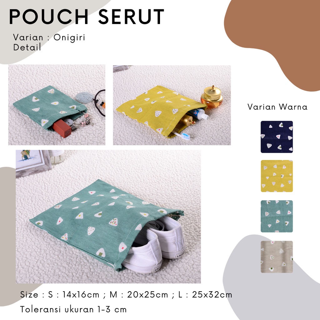 Pouch Serut Motif Onigiri / Serbaguna / Souvenir / Eco Friendly / Hampers