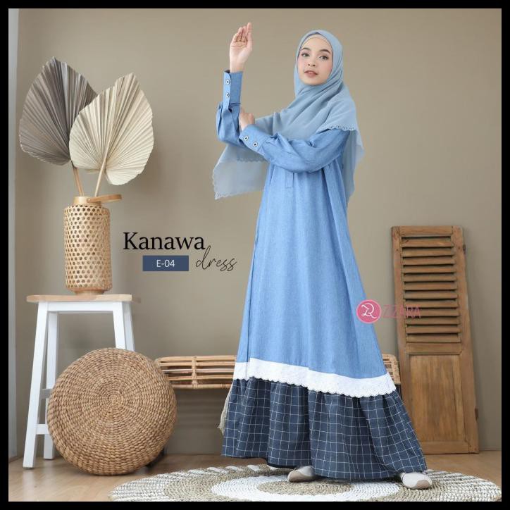 Kanawa Dress E04 Zizara Gamis Saja Bahan Katun Madinah