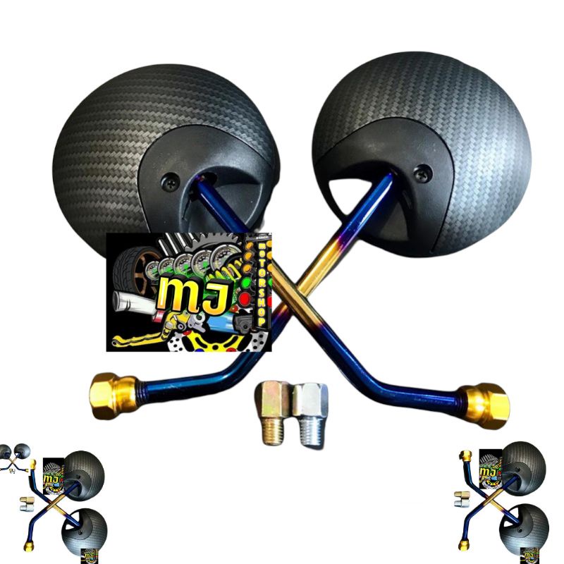 SPION SCOOPY KARBON TANGKAI TWOTONE HONDA SCOOPY VARIO BEAT/VARIO 125/VARIO 150/NMAX/AEROX/MIO YAMAHA DAN HONDA