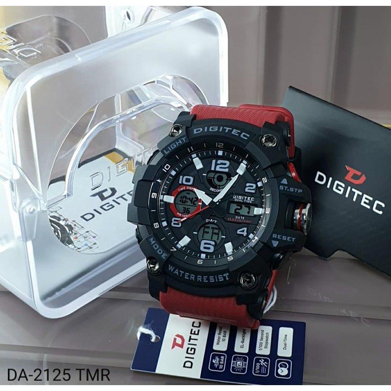 Jam tangan pria Digitec 2125 original dualtime buat berenang alarm dll garansi resmi 1 tahun