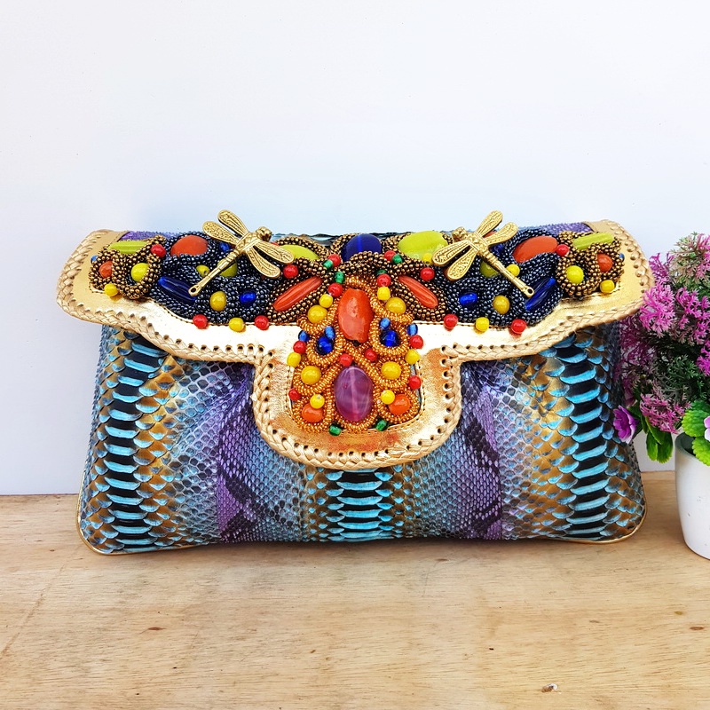 Clutch Kulit Ular Kipas Size M & XL Handmade Asli Bali