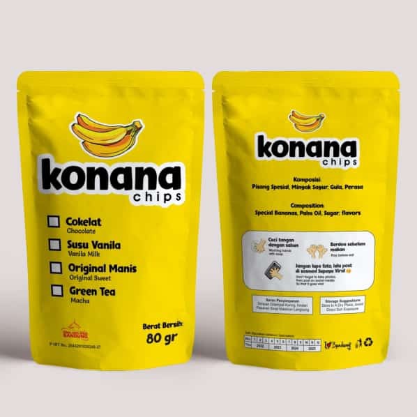 

Keripik Pisang Coklat Varian Rasa Konana Chips Cemilan Kemasan 80 gr