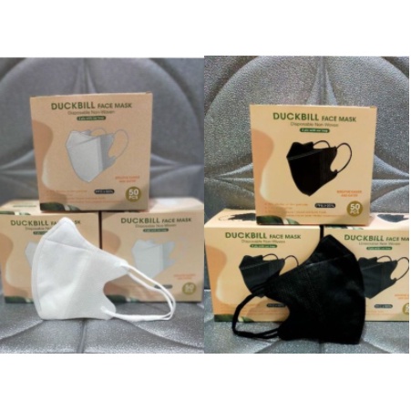 MASKER DUCKBILL 50 PCS NO BOX 1PACK 50 3PLY HITAM PUTIH KEMENKES RI / MASKER MURAH DUCKBILL / GROSIR MASKER MURAH JOGJA