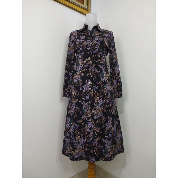 (BISA COD) Dress Vintage, Dress Bunga, Dress Tartan, Longdress, Dressmidi-Corak3