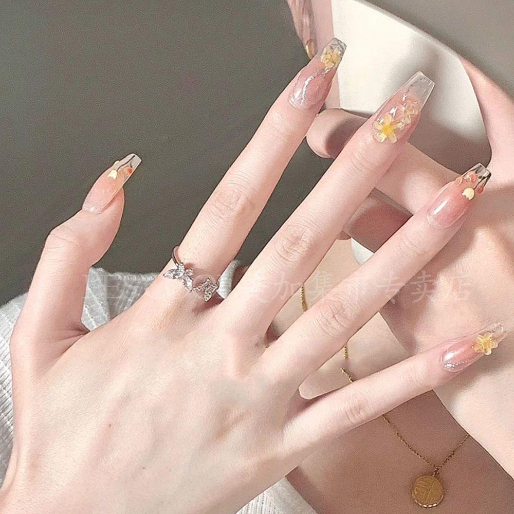 AUGUSTINA Agustinina Bunga Pesona Kuku Lima Kelopak Bunga Es Transparan Anting Membuat Manik-Manik Logam Mutiara Kristal DIY Ornamen Kuku Berlian Imitasi