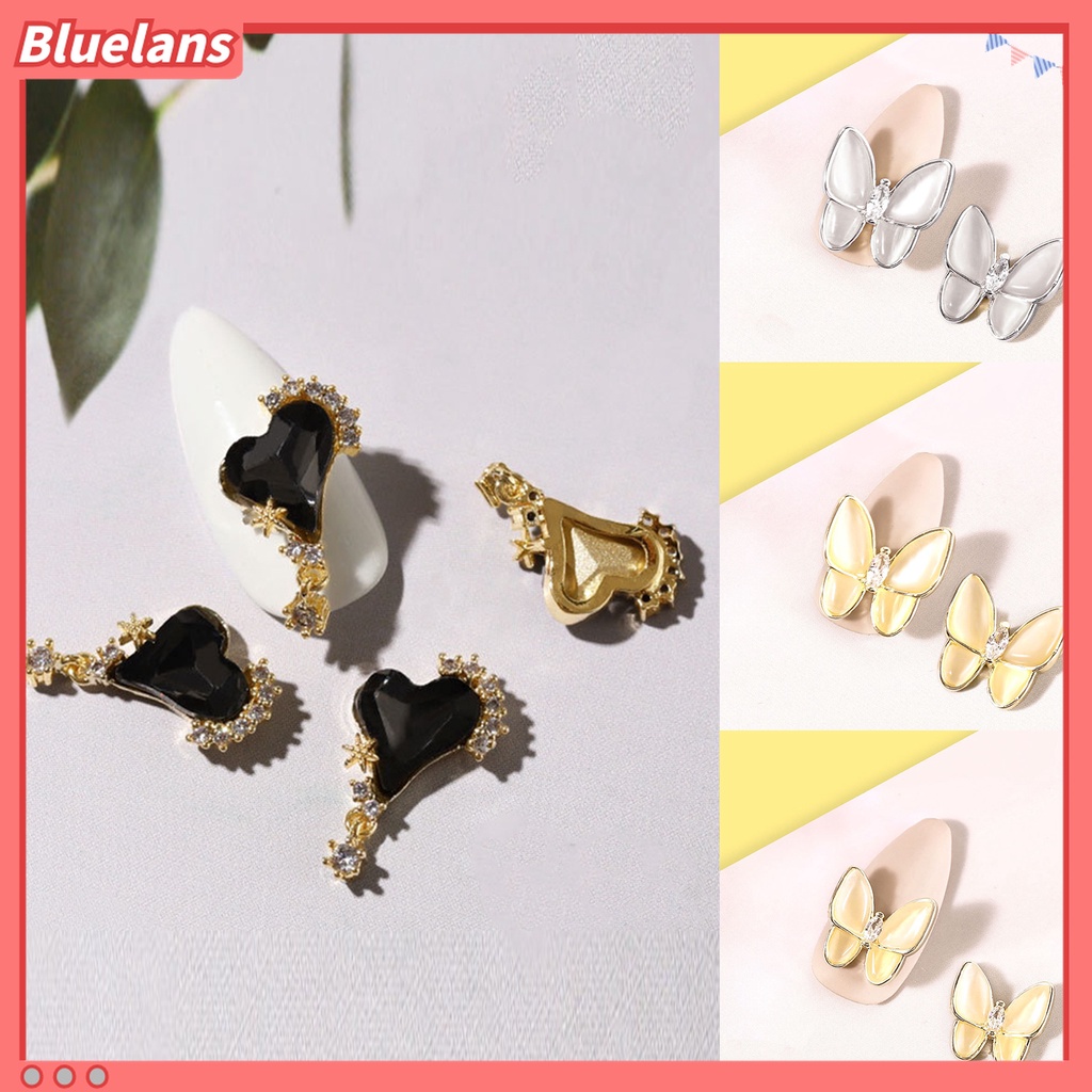 (In Stock) Kacamata Hitam Lensa Warna Warni ♡2pcs Kupu-Kupu Glitter Berlian Imitasi Untuk Dekorasi Nail Art DIY