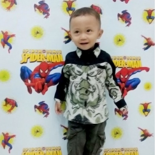 Kemeja Batik Anak Laki Laki Kombinasi Lengan Panjangbaju Batik Anak