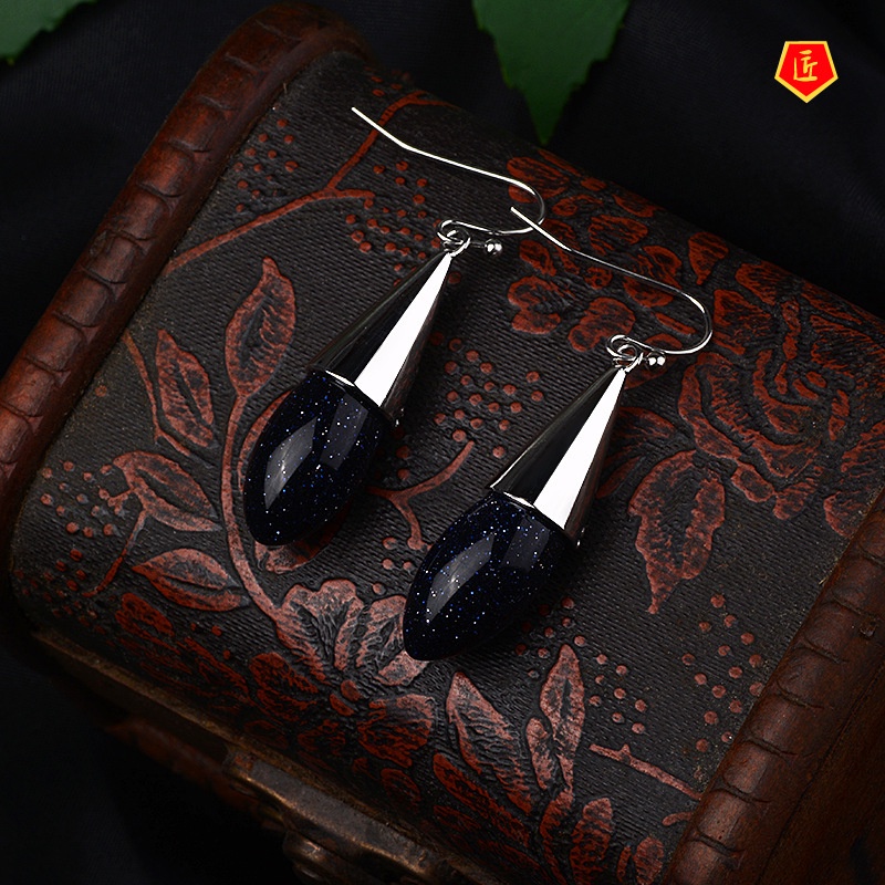 [Ready Stock]Exaggerated S925 Silver Celestite Luxury Earrings