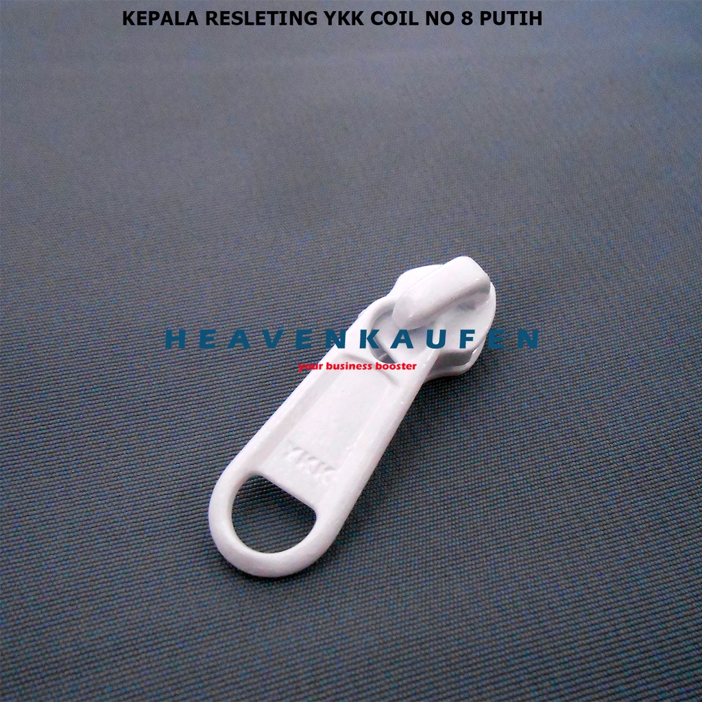 Kepala Resleting Zipper Head YKK Coil Gigi Halus No 8 Warna Putih