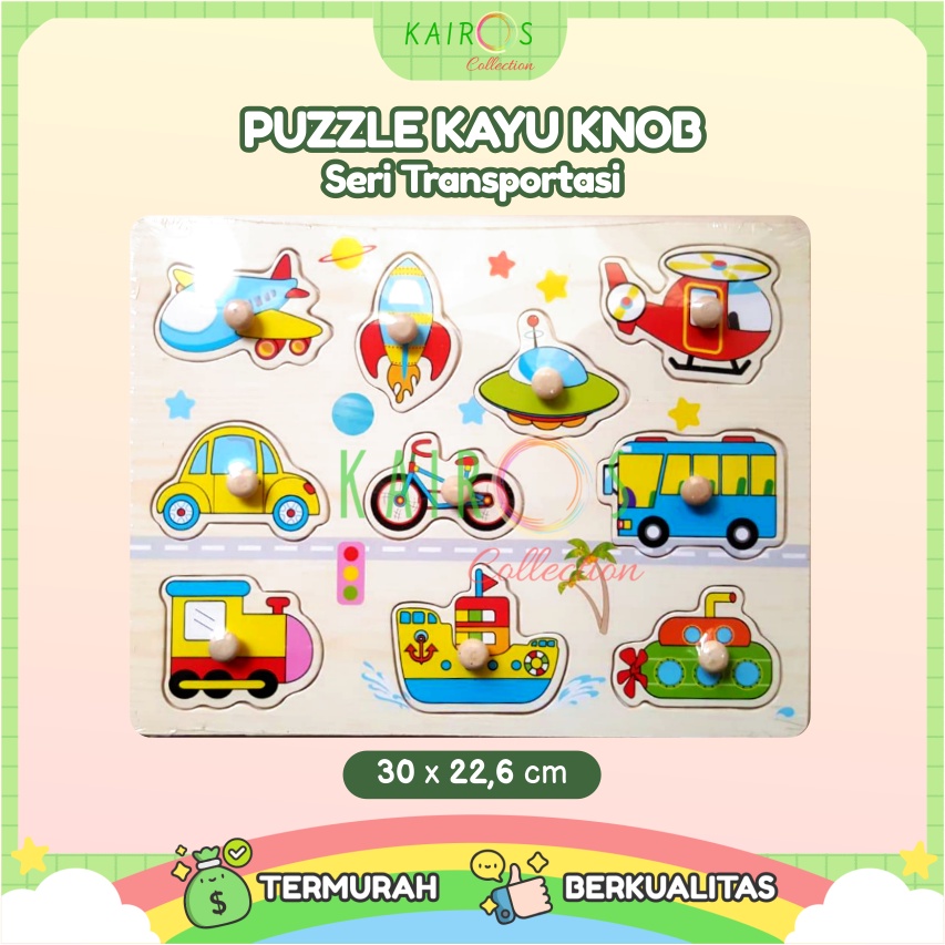 Puzzle Anak Kayu Knob Belajar Transportasi