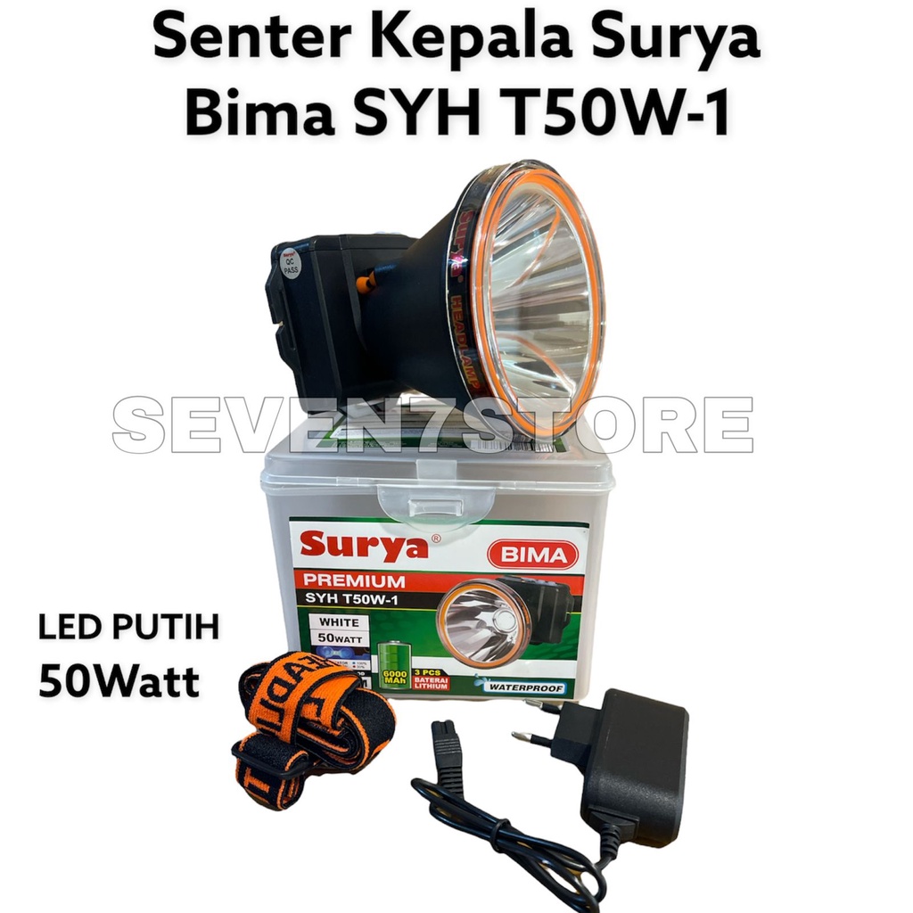 Senter Kepala Surya LED Super Terang Lithium Lampu PUTIH SYH T50W-1