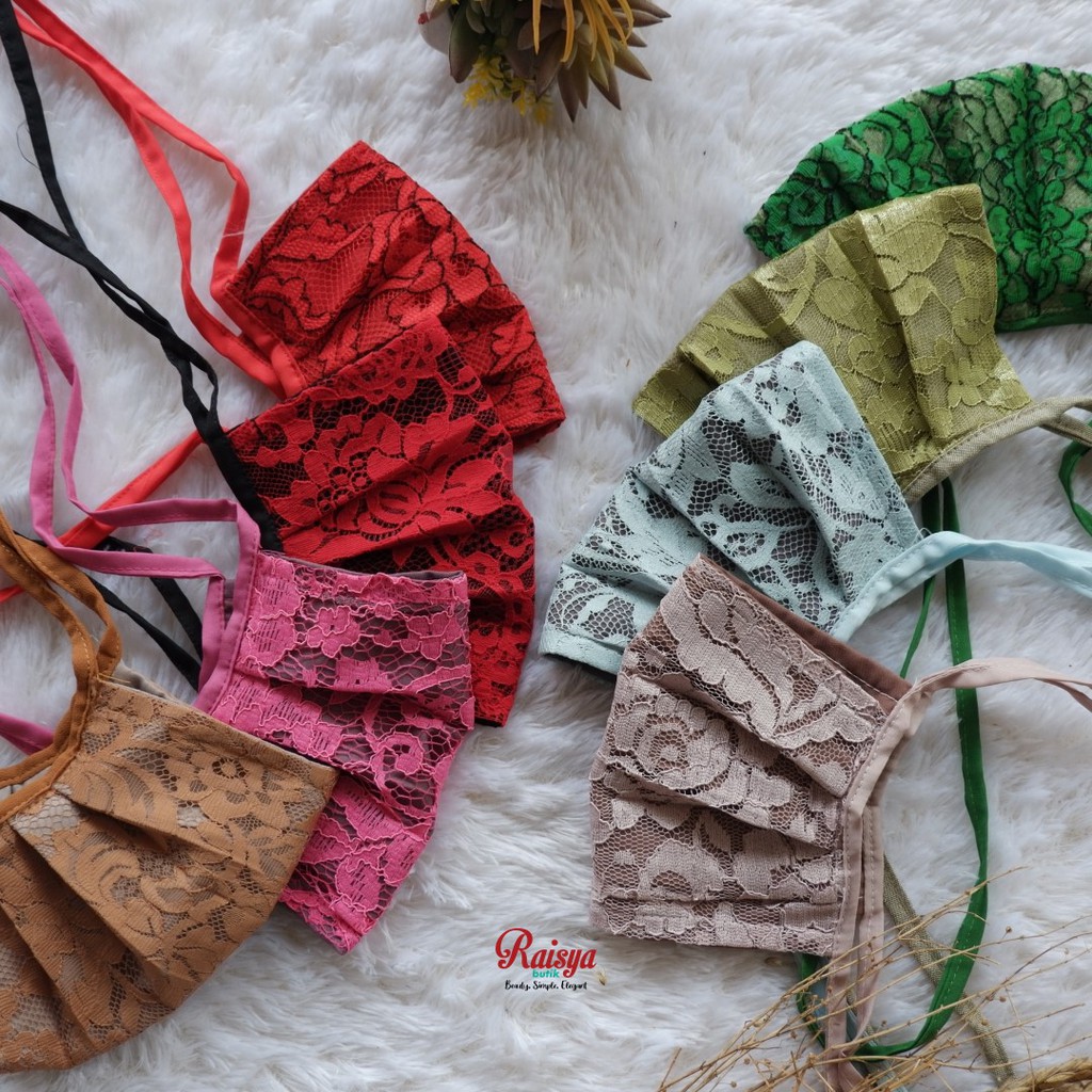 Masker Kain Brokat Hijab 2PLY / Masker Hijab Brokat 2 ply