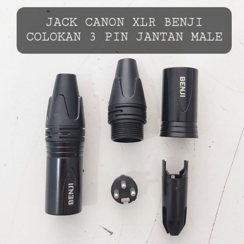 BENJI Jack Canon XLR 3 Pin Male Jantan Colokan Mixer Hitam