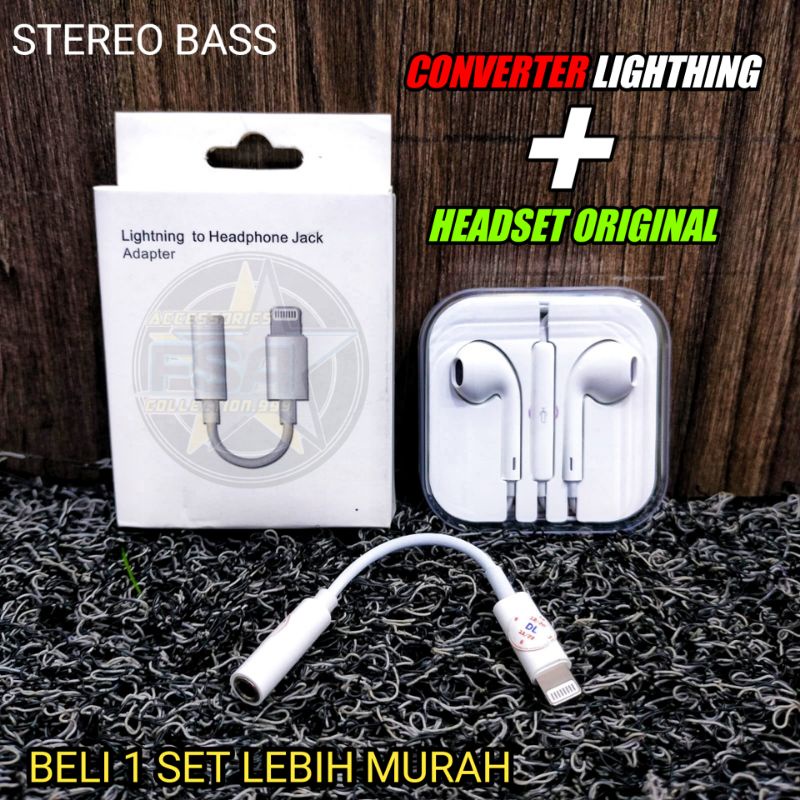 CONVERTER + HEADSET 1PHO ORIGINAL JACK 3.0MM STEREO BASS QUALITY