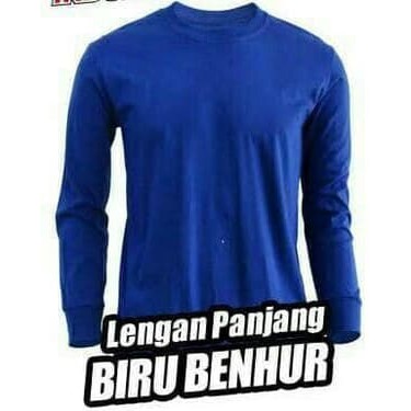 kaos polos biru lengan panjang oblong polos kaos pria grosir murah