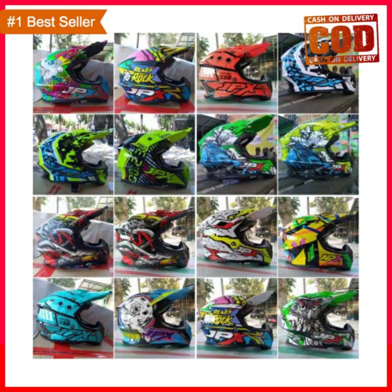 Helm JPX Cross Motif Owl Snake Srigala Trabas Trail