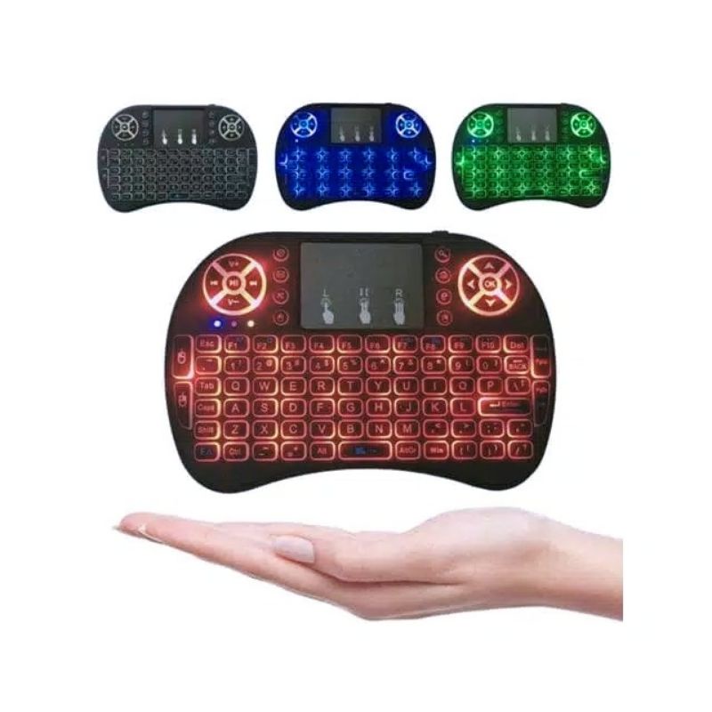 KEYBORD i8 / KEYBORD DAN MOUSE MINI UNTUK ANDROID BOX PC, HP DAN Lainnya BACKLIT 3 WARNA