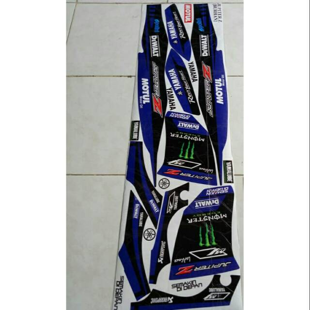 Striping sticker lis variasi yamaha jupiter z burhan semi full body racing warna biru