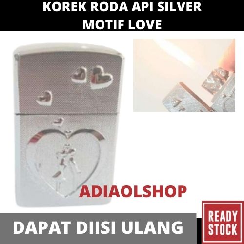 KOREK RODA API SILVER MOTIF LOVE