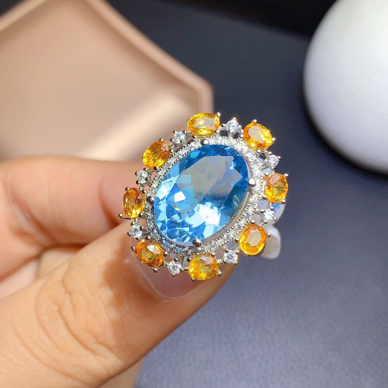 Fancyqube Cincin Cubic Zircon Bentuk Oval Gaya Eropa Dan Amerika Untuk Wanita