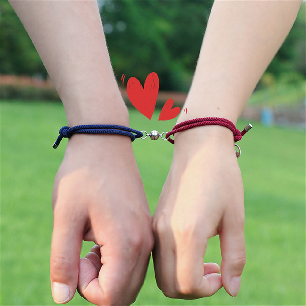 【COD Tangding】6 Colors Magnetic Attract Bracelets Friendship Rope Couple Love Jewelry New Fashion Accessory