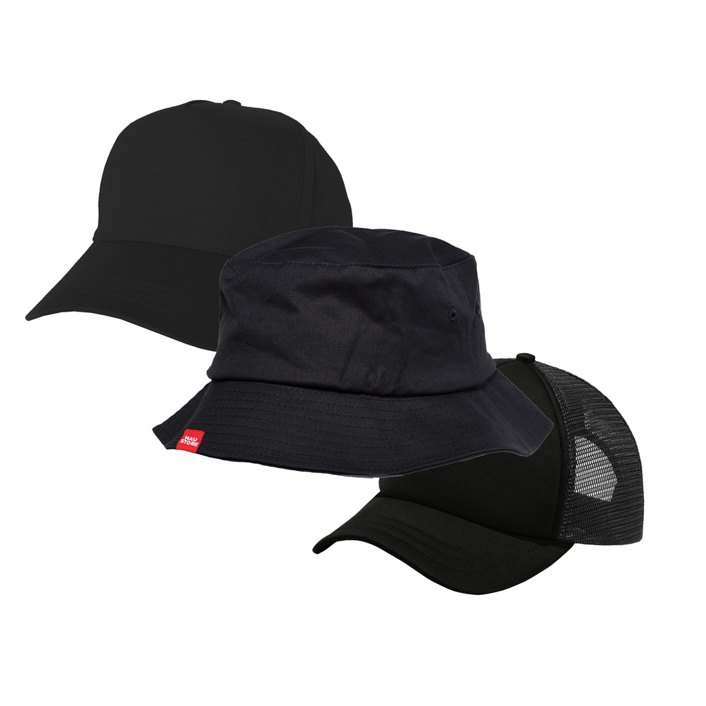 Jual MAUSTORE Topi Polos Bucket Hat / Baseball Hat / Trucker / Murah