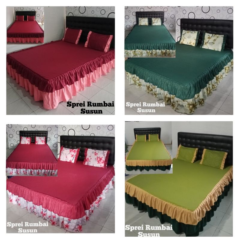 SPREI RUMBAI SUSUN UKURAN 180x200 TERMURAH(KEMASAN TAS)