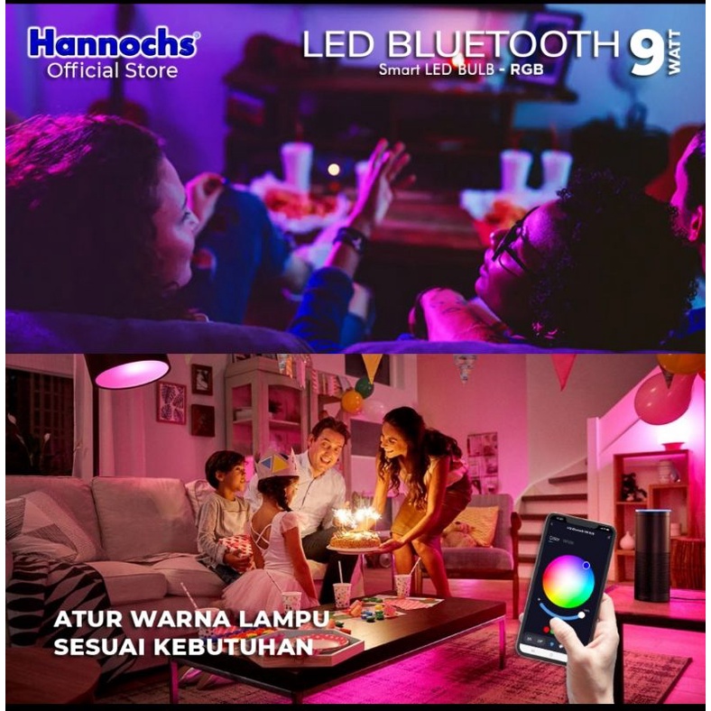 Hannochs smart bulb led bluetooth 9watt RGB