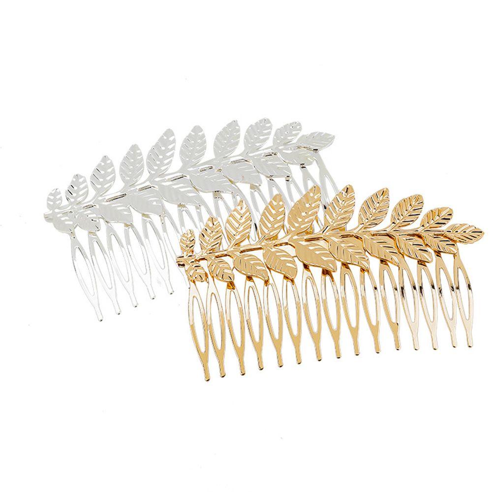 Needway Mahkota Pengantin Tiara Alloy Inserting Hair Clips Sisir Rambut Disk Hiasan Kepala Rambut Jepit Headband Daun Tiara