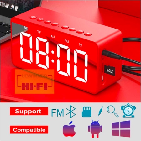 AEC Lewinner Jam Alarm with Bluetooth Speaker TF AUX FM Radio - BT506F