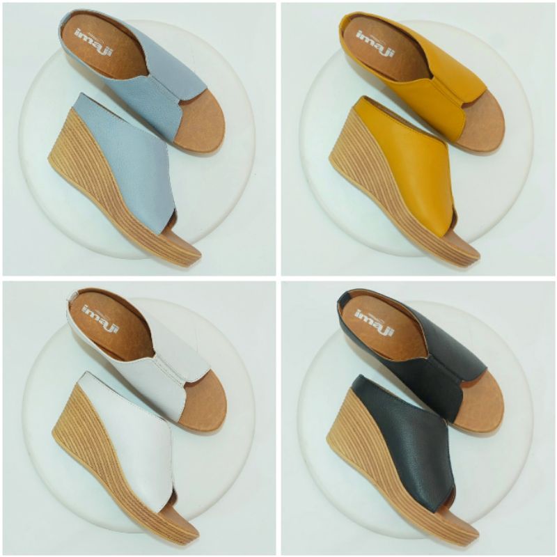 Sandal wanita asli kulit Wedges 5cm | sandal wedges wanita asli kulit | sandal kulit motif jeruk ST.