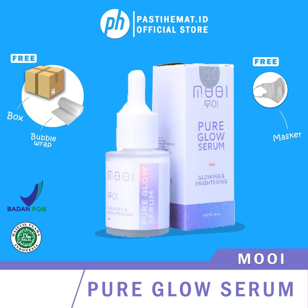 [ORIGINAL BONUS POUCH] MOOI Pure Glow Serum SERUM WAJAH GLOWING KOREA