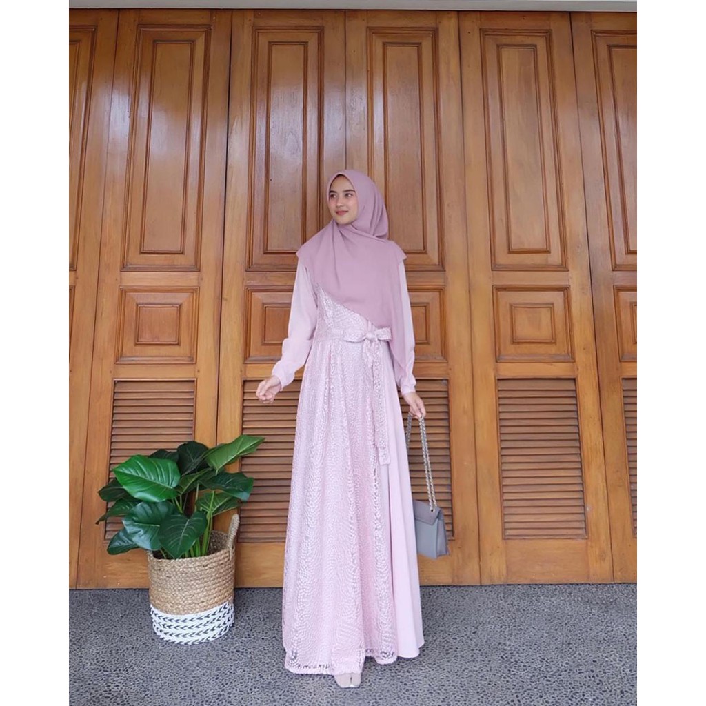GAMIS BRUKAT ZAVINA DREES moscrepe mix brukat size S M L XL fashion muslim terbaru termurah&terlaris-5