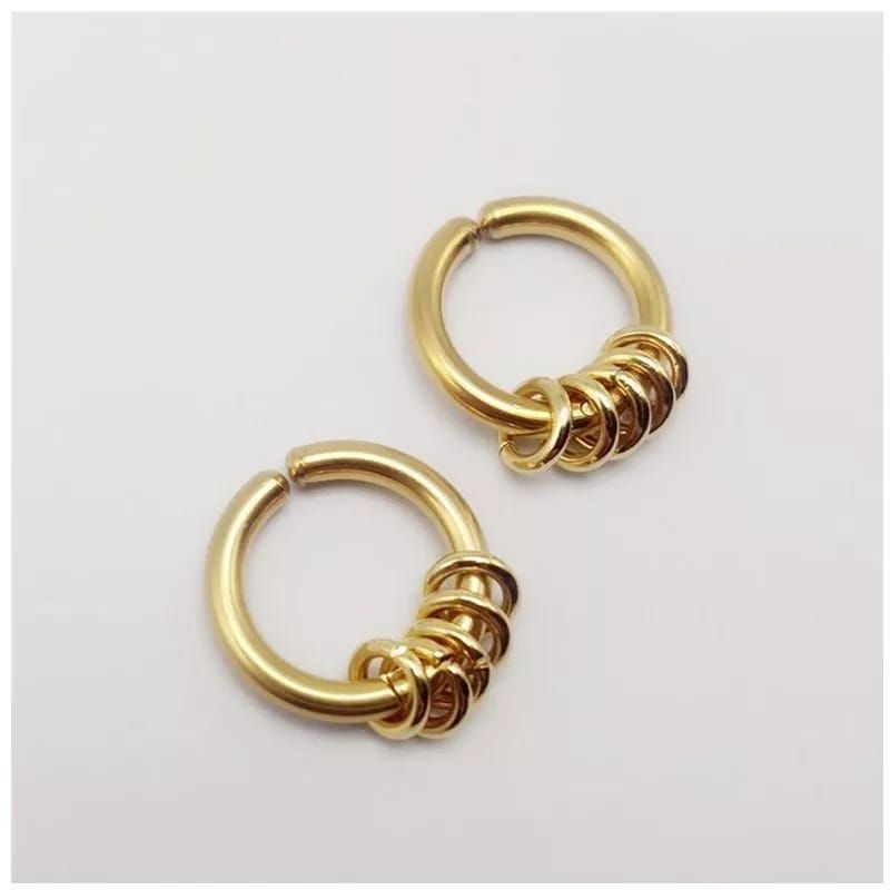Anting Bulat Ring  BTS Titanium Anting cowok cewek Import Harga Per Pcs-Emas