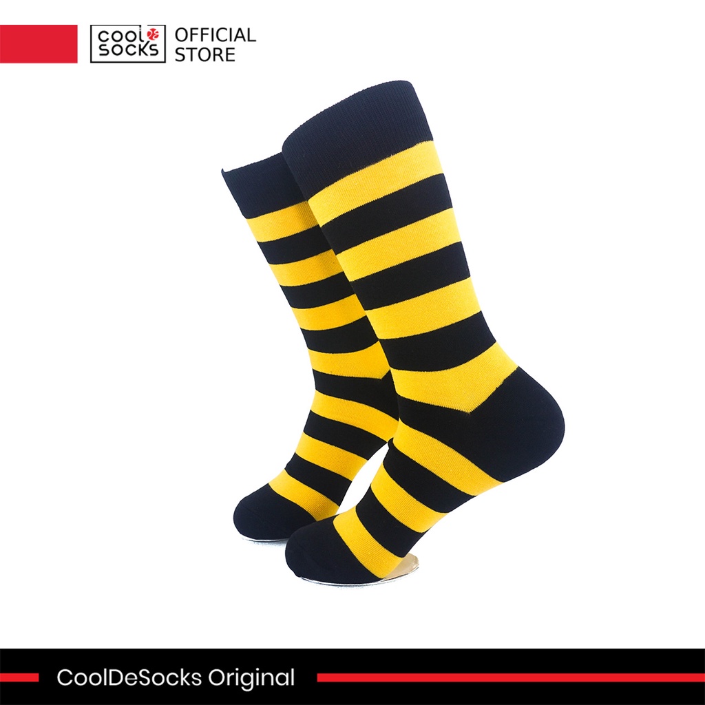 Kaos Kaki CoolDeSocks Original | Striped (Black Yellow)