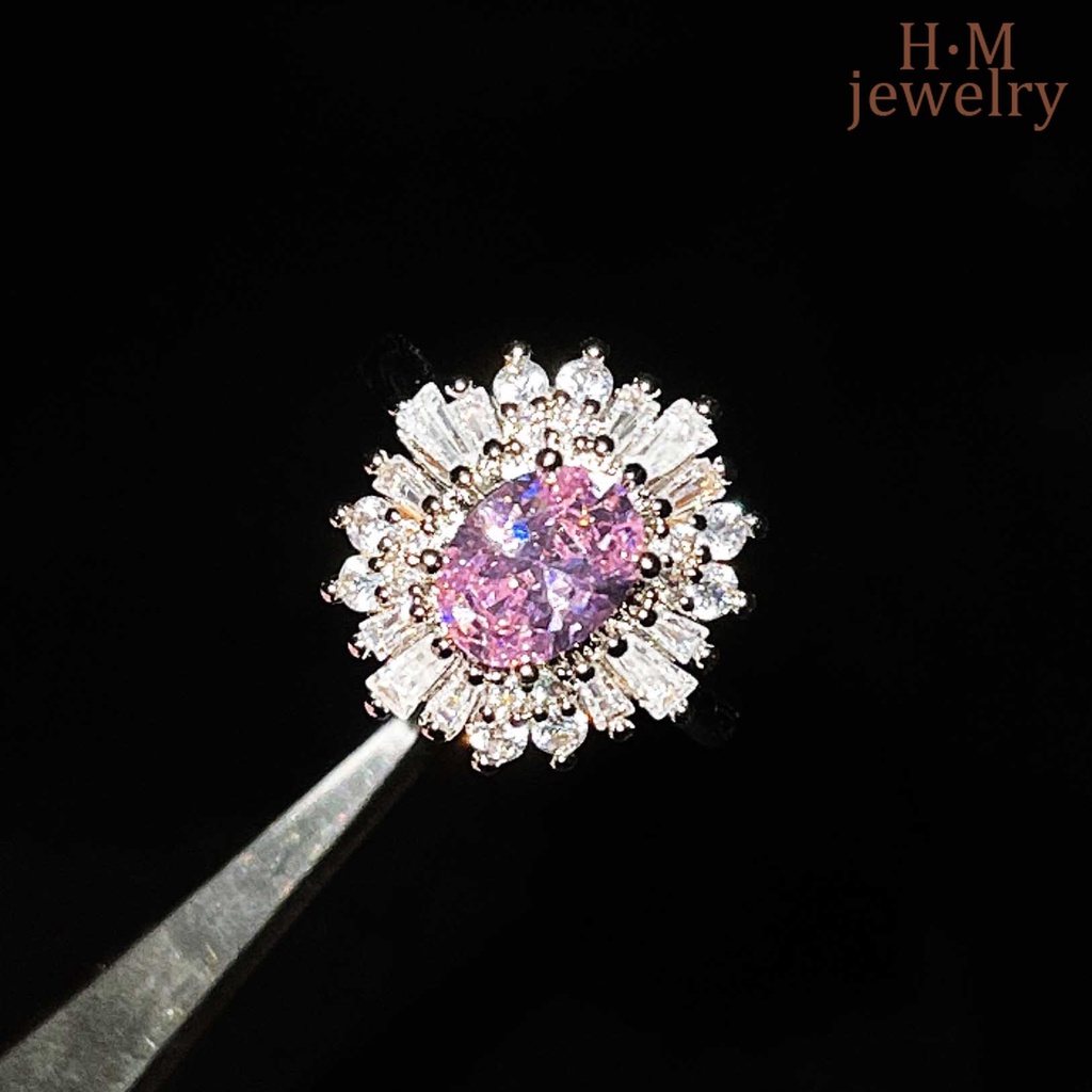 Cincin Berlian Sapphire Argyle Pink Bahan S925 Silver Untuk Pertunangan