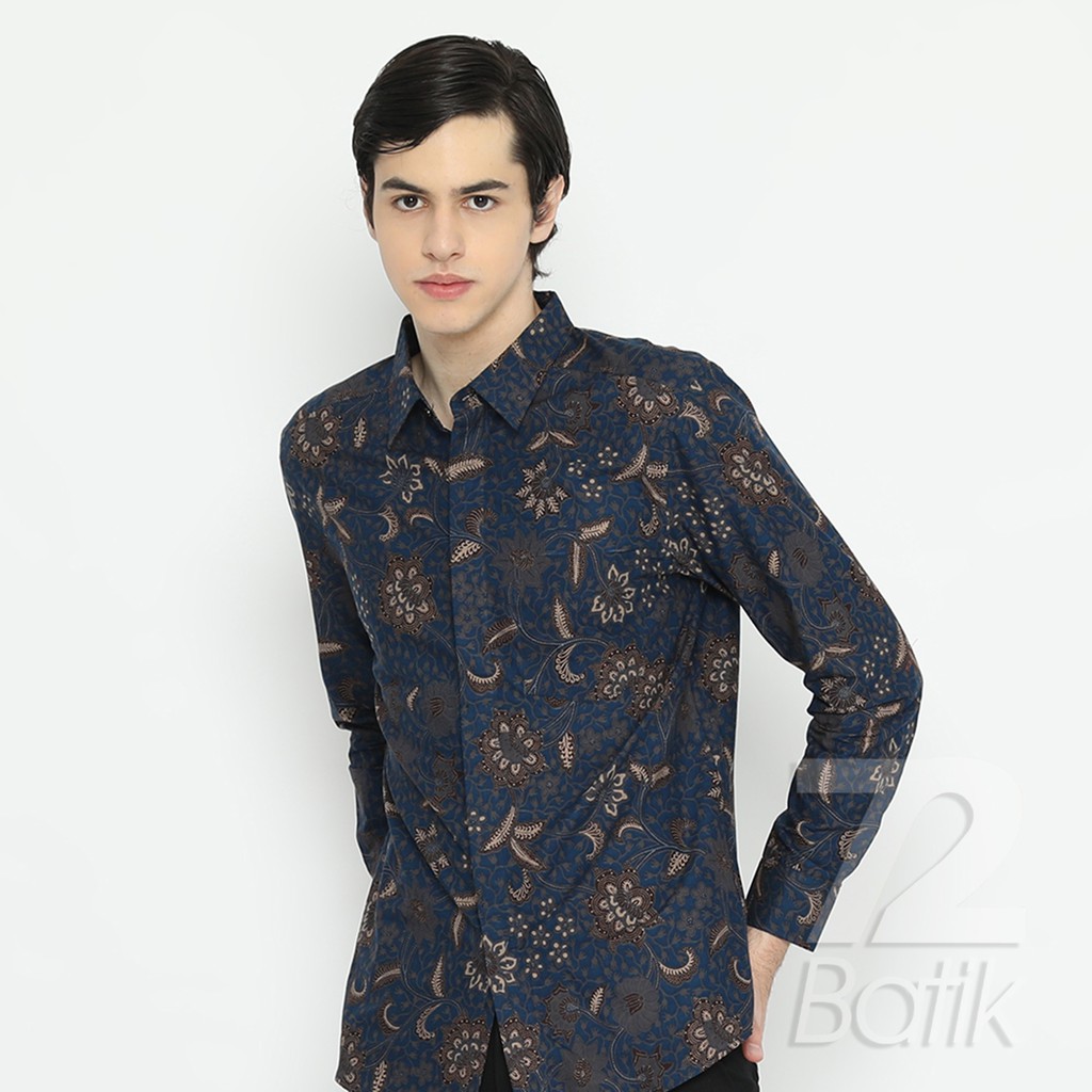 KEMEJA BATIK PRIA Lengan Pendek Premium Motif Kembang Warna Biru 722480 Cap 72 - Baju Kemeja Atasan Pakaian Setelan Batik Pria Cowok Laki Laki Remaja Keluarga Kantor Lengan Pendek Modern Slimfit Slim Fit Premium Kekinian