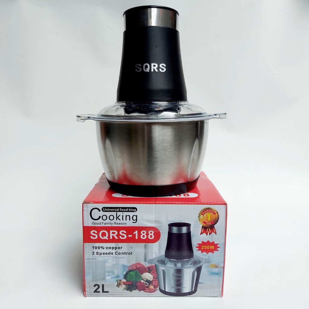 Food Chopper SQRS-188 Blender daging 2 Liter Stainless Style Penggiling Daging Blender Bumbu Blender Bakso  Meat Grinder Stainless Steel Multi function