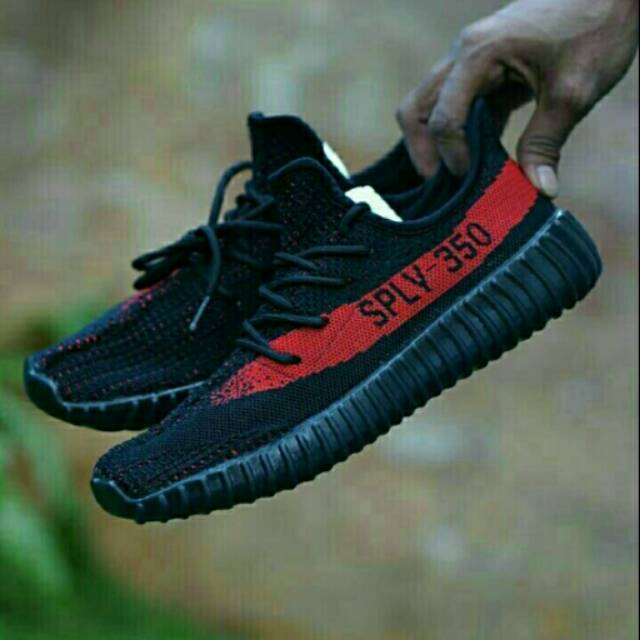 ADIDAS Yeezy SPLY 350 Man Black Red sepatu sneaker