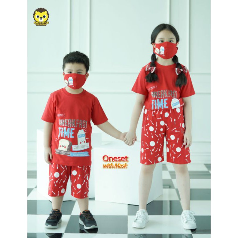Setelan Anak One Set Free Masker Ark's Style
